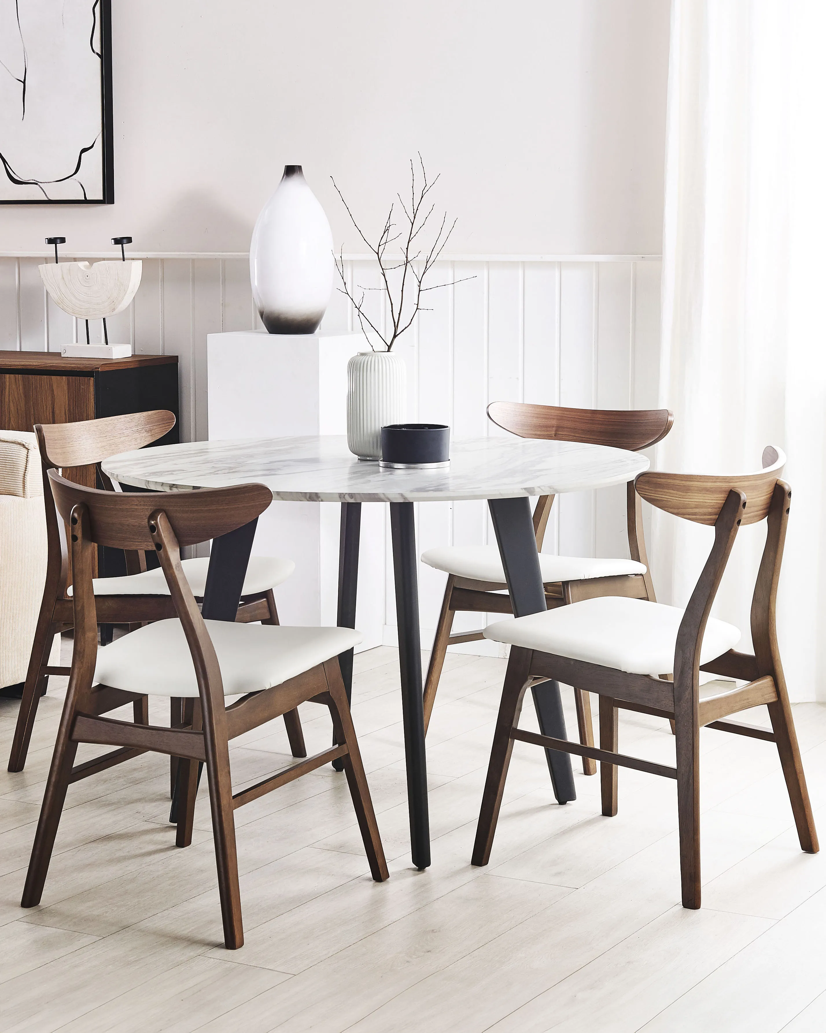 Set van 2 eetkamerstoelen LYNN Hout Donkerbruin/wit