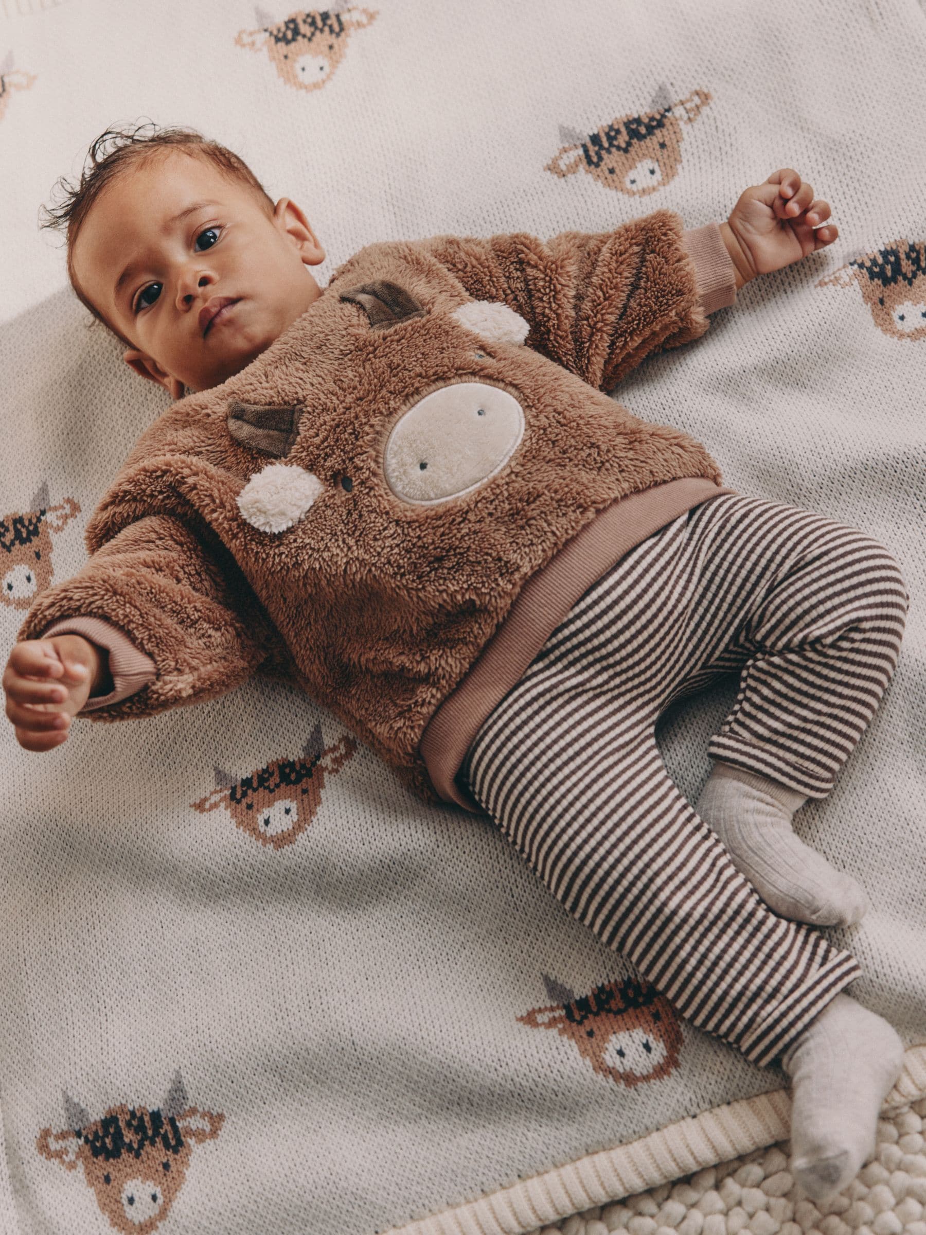 Bruin Hamish - Babyfleece set van sweater en legging (0mnd-2jr)