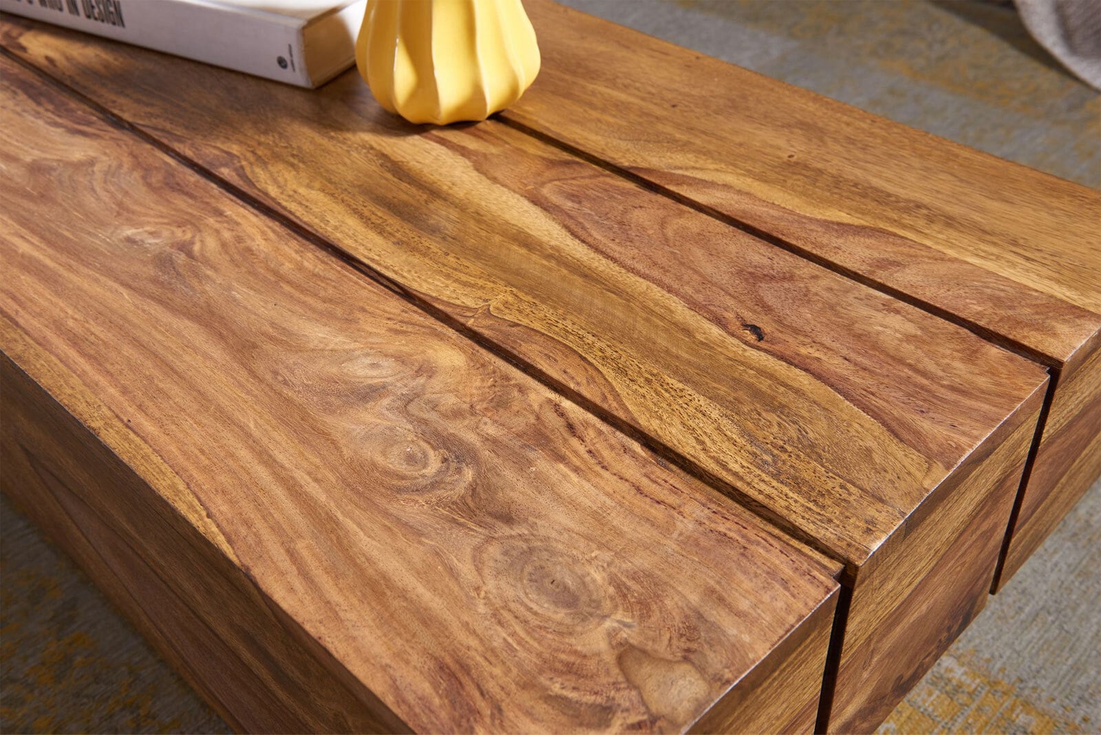 Couchtisch Marcalli 120x45 Massivholz Sheesham