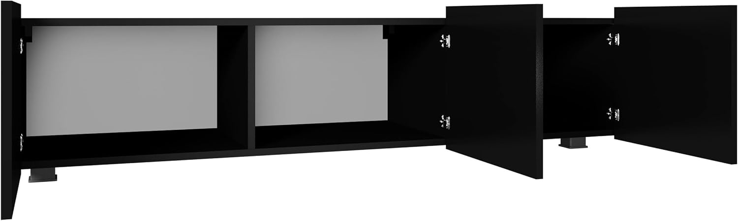 Mirjan24 TV Schrank Calabrini 150 BR04 TV Lowboard mit Grifflose Öffnen, Fernsehschrank Hängeschrank Hochglanz Matt Wohnwand (Weiß/Weiß Hochglanz)
