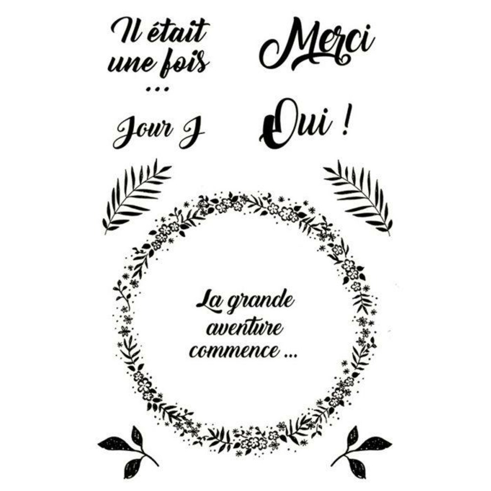 Tampons transparents 9 x 14 cm - amour & mariage