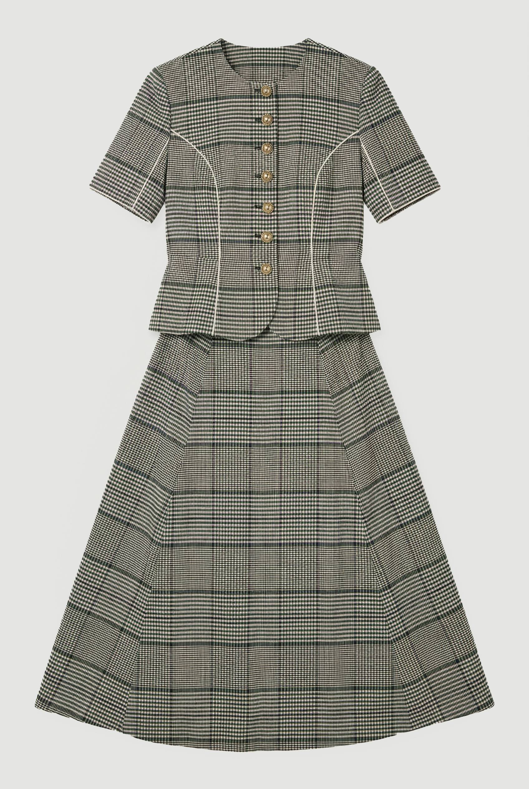 KarenMillen Robe Midi Cintrée À Carreaux Avec Basque Et Ceinture Petite
