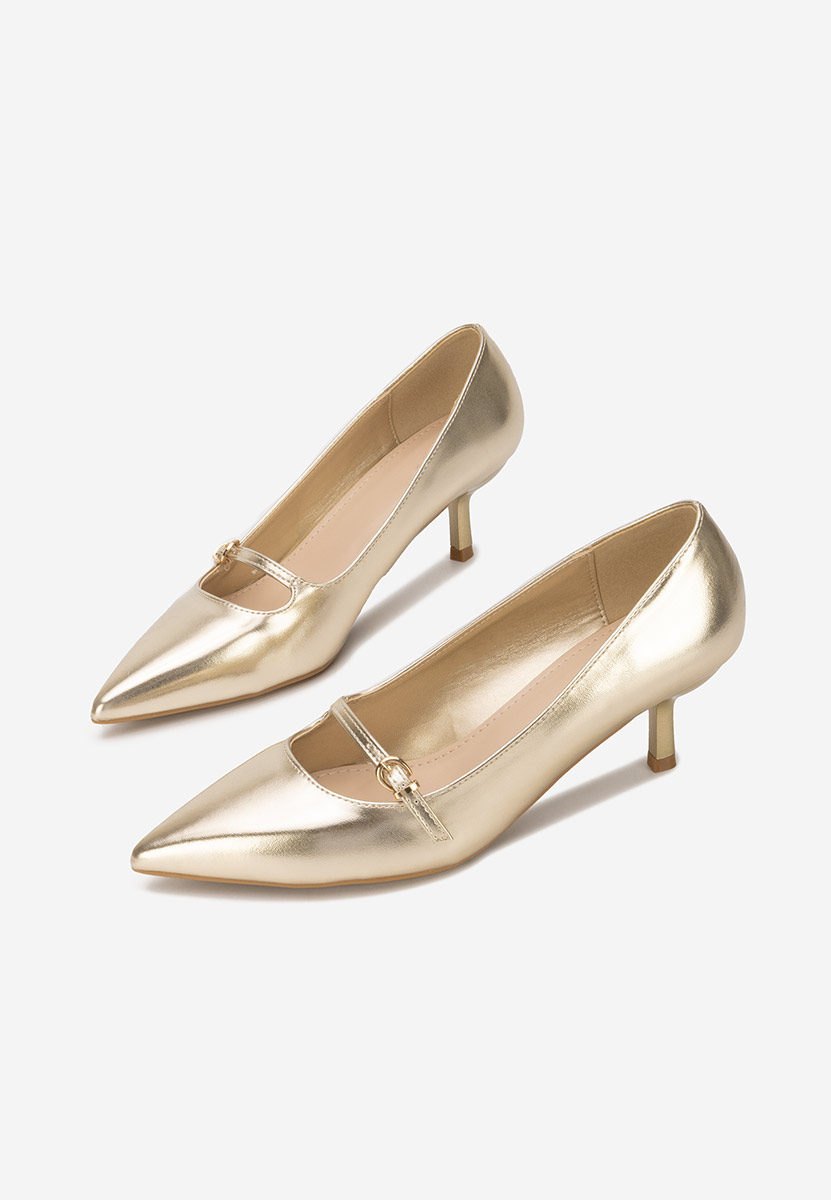 Chaussures stiletto à petit talon dorées Rilora