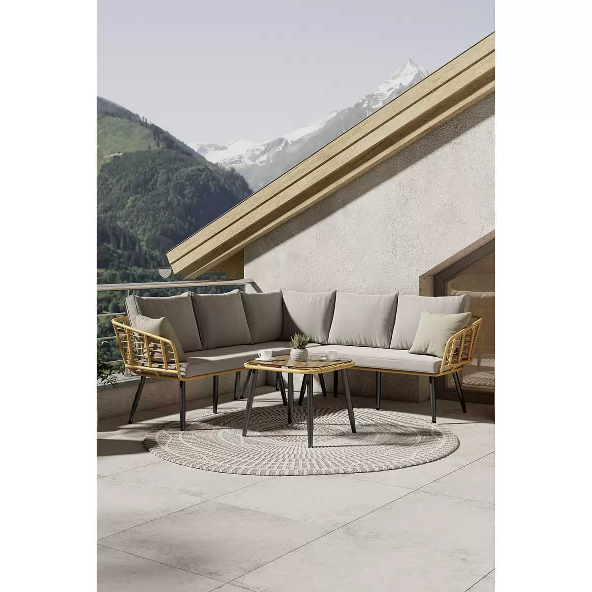 Beldano Loungegarnitur Poros 2-teilig grau,natur,schwarz