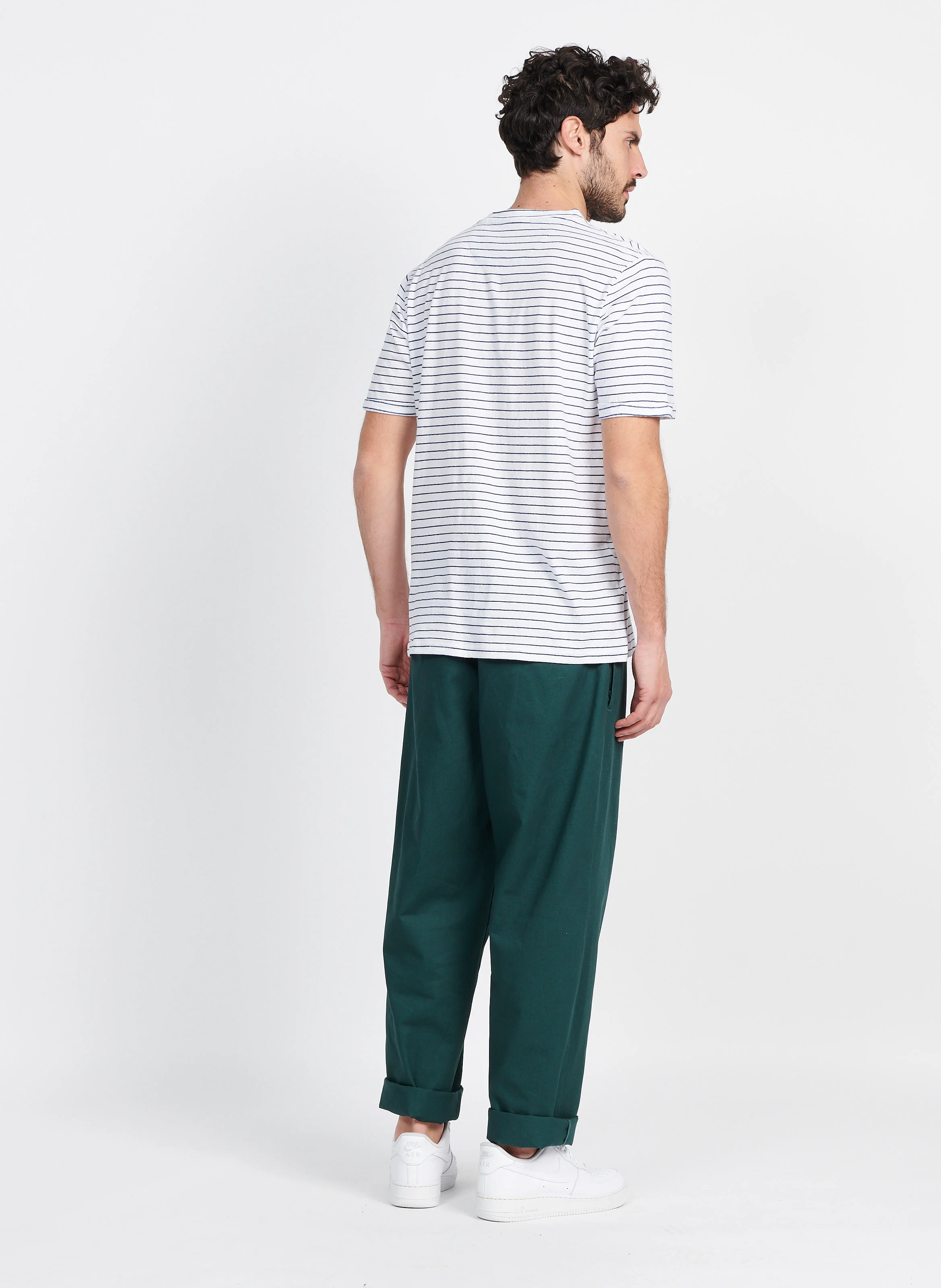 Pantalon droit en coton| Vert