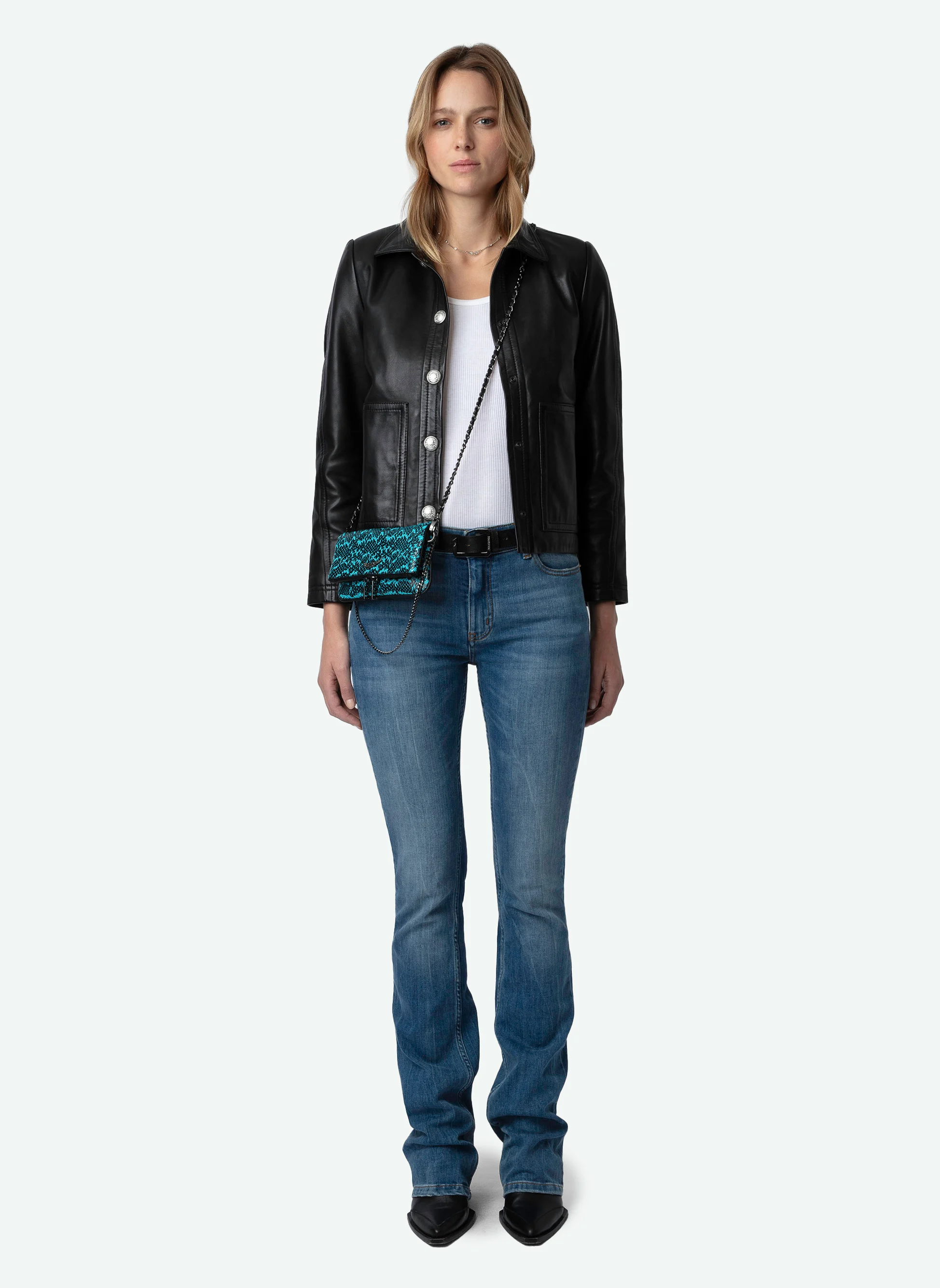ROCK NANO WILD - Sac bandoulière en cuir effet python| Bleu