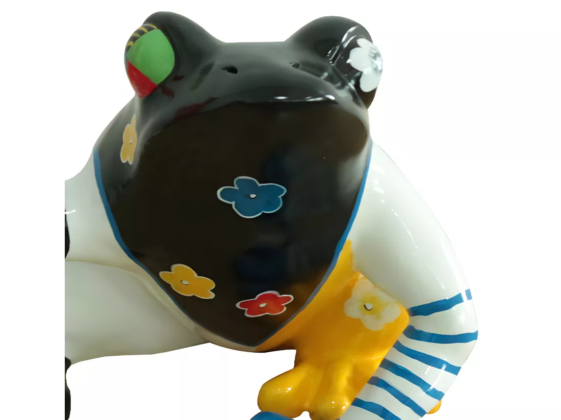 Statue grenouille assise peintures multicolore H32 cm - SAPO CRAZY