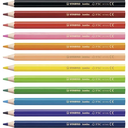 Dicker Buntstift - STABILO Jumbo - 8er Pack - mit 8 verschiedenen Farben - inklusive Spitzer