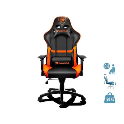Fauteuil gamer ARMOR - accoudoirs réglables - Noir et orange