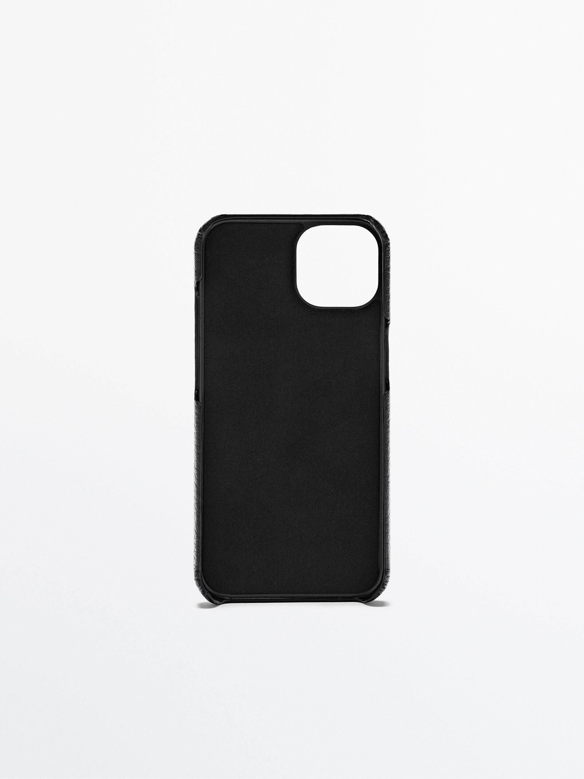 Capa para iPhone 13 em couro granulado com compartimentos para cartões - PRETA