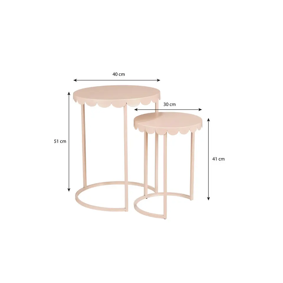 Mica Decorations Lara Bijzettafel - Set van 2 - H51 x Ø40 cm - Metaal