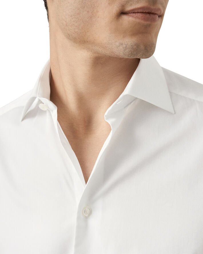 ETON Slim Fit White Solid Elevated Twill Shirt Hvid