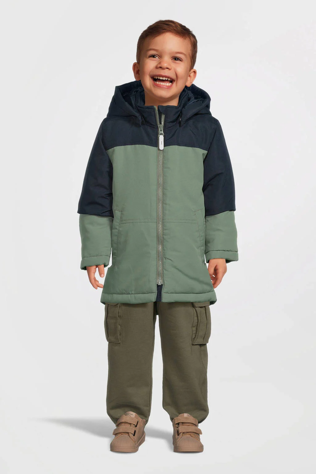 NAME IT winterjas NMMMAX zachtgroen/donkerblauw