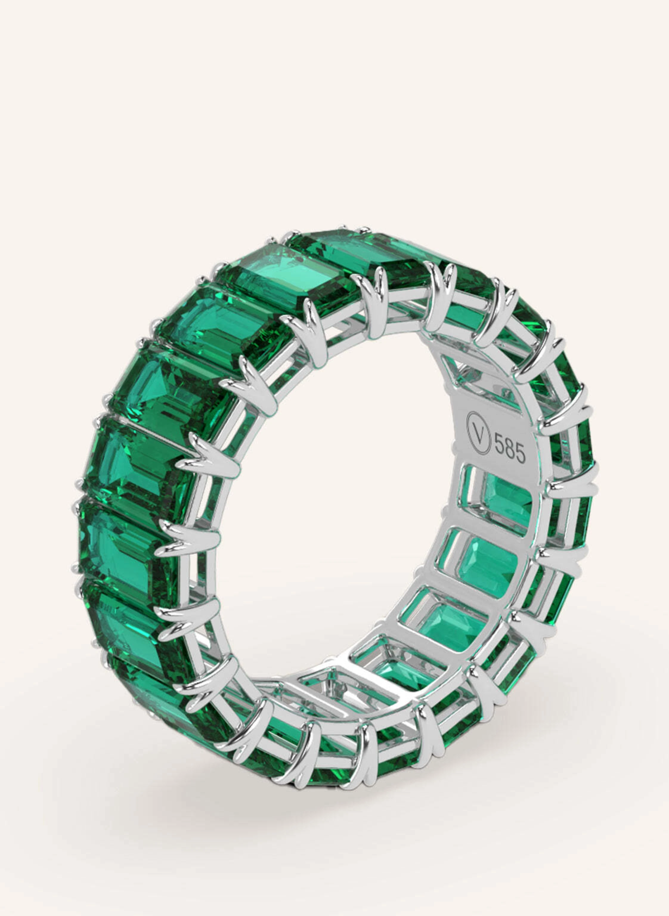 VEYNOU Ring EDEN ETERNITY BIG aus 14 Karat Weißgold und 6,0ct. lab-grown Smaragden