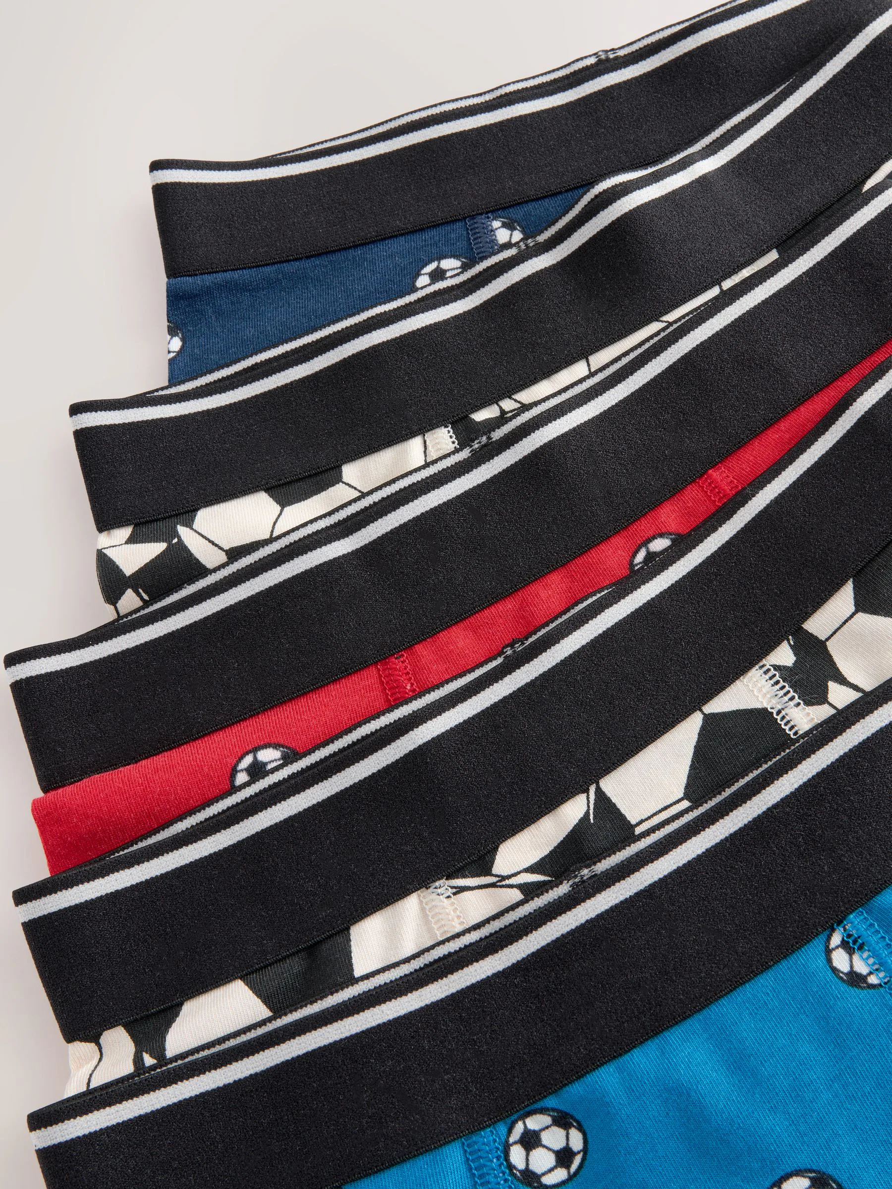 Rood/blauw voetbal - Verpakking van 5 trunks met motief (1,5-16jr)
