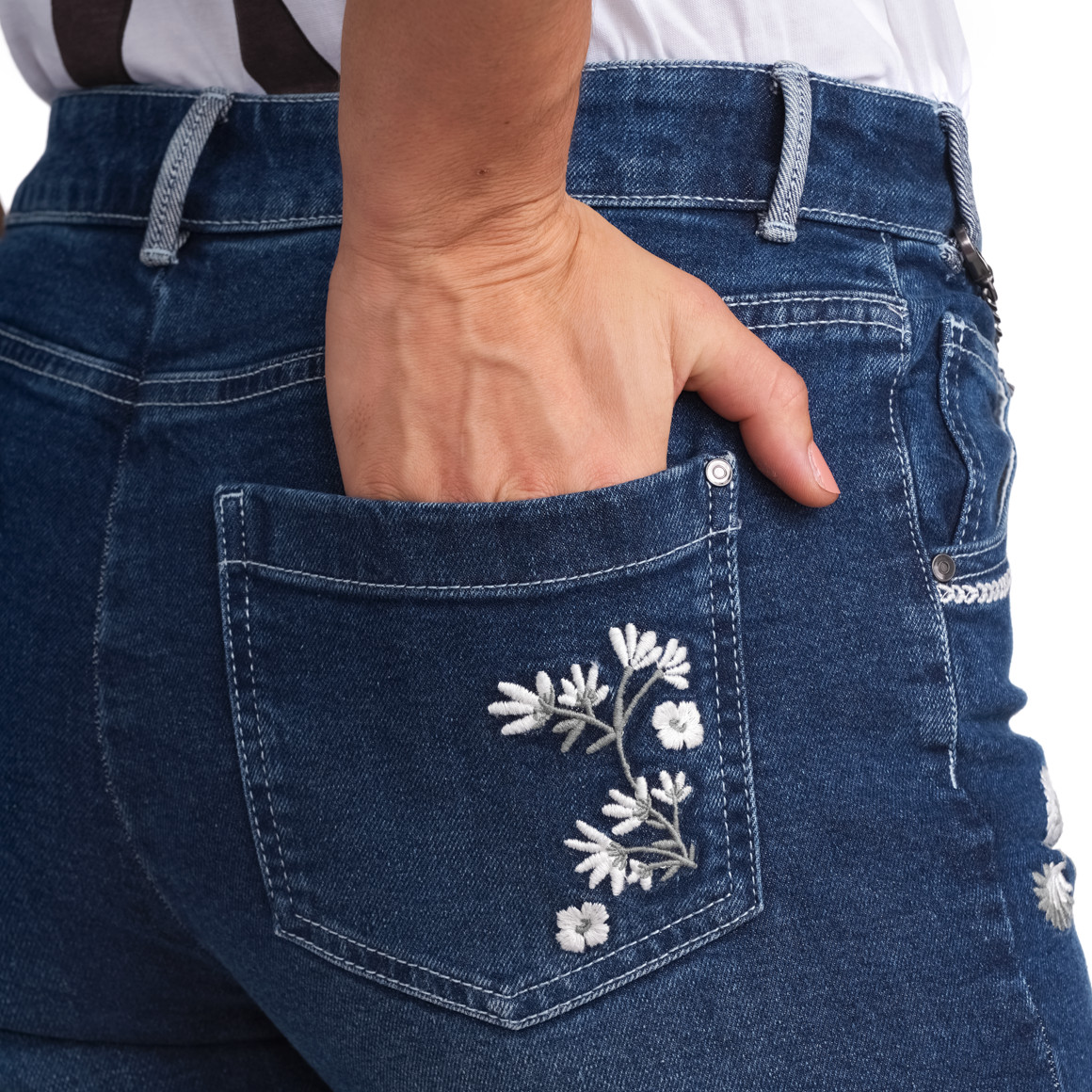Gina Benotti 3/4 Damen Trachtenhose mit Stickereien dunkelblau