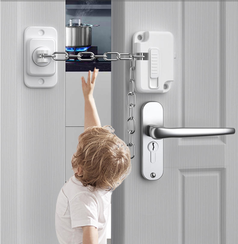 Universal Verstellbare Baby Kindersicherung Selbstklebende Schutzvorrichtung Türschloss inkl. Schrauben für Türe / Fenster / Schrank - Weiss