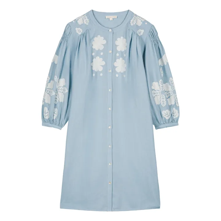 Louise Misha Robe Nilou Coton et Lin - Collection Femme | Bleu