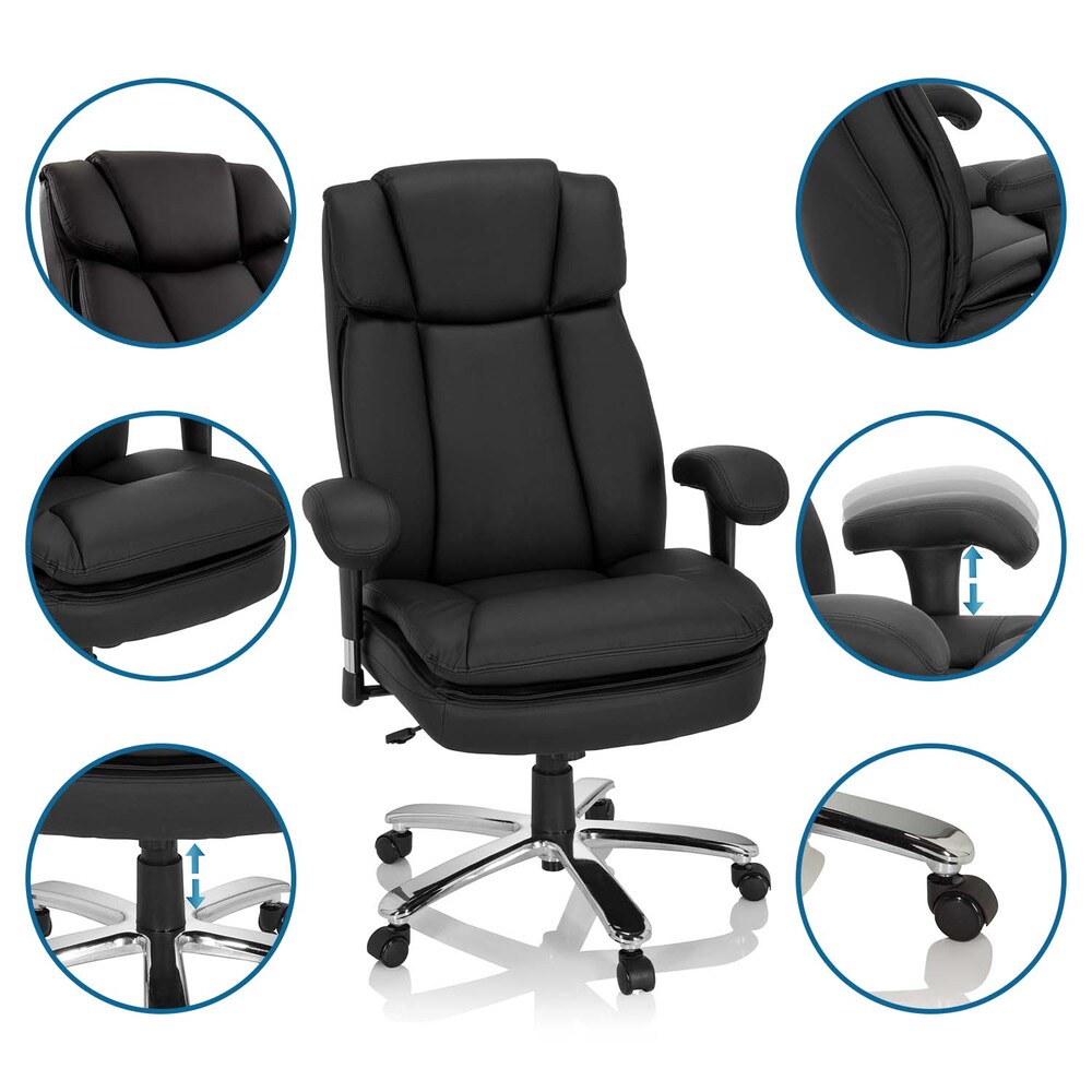 XXL Drehstuhl BUILDER XXL I Kunstleder mit Armlehnen (höhenverstellbar) hjh OFFICE