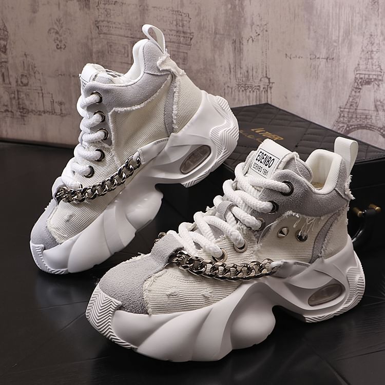 Mr Ozera - Label Applique Platform High-Top Sneakers