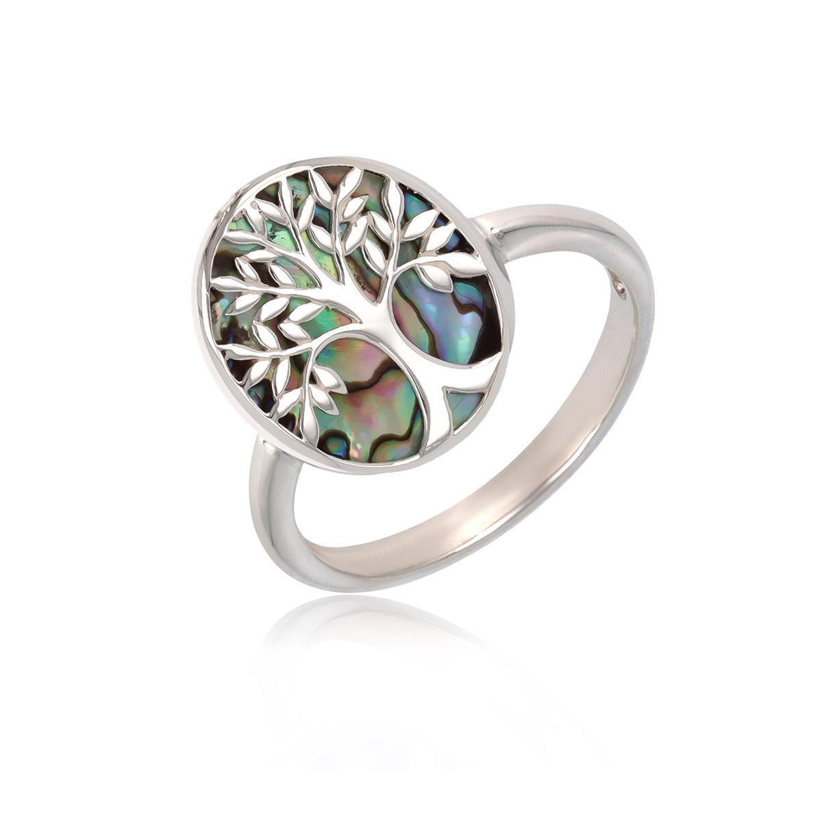 Bague Femme en Argent 925 Arbre de Vie en Nacre Abalone - Bijou Symbolique et Spirituel | Aden