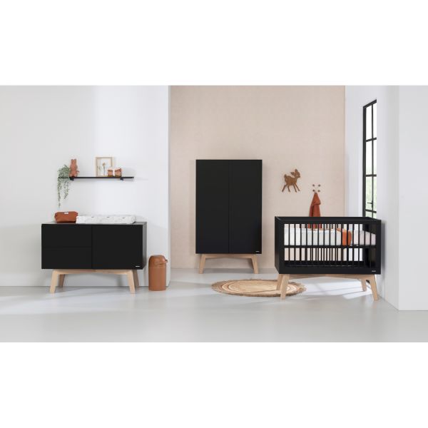 Kidsmill Sixties Babybed Zwart Mat / Naturel 60 x 120 cm