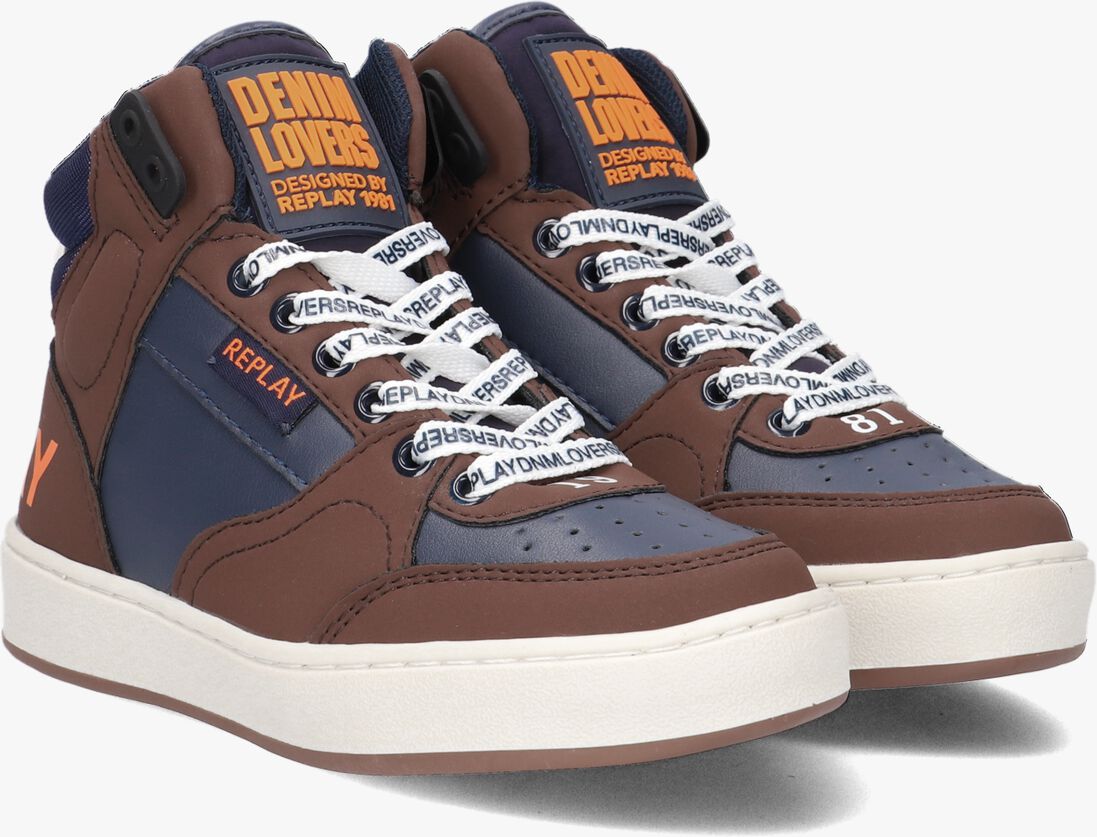 REPLAY blauwe replay hoge sneaker cobra