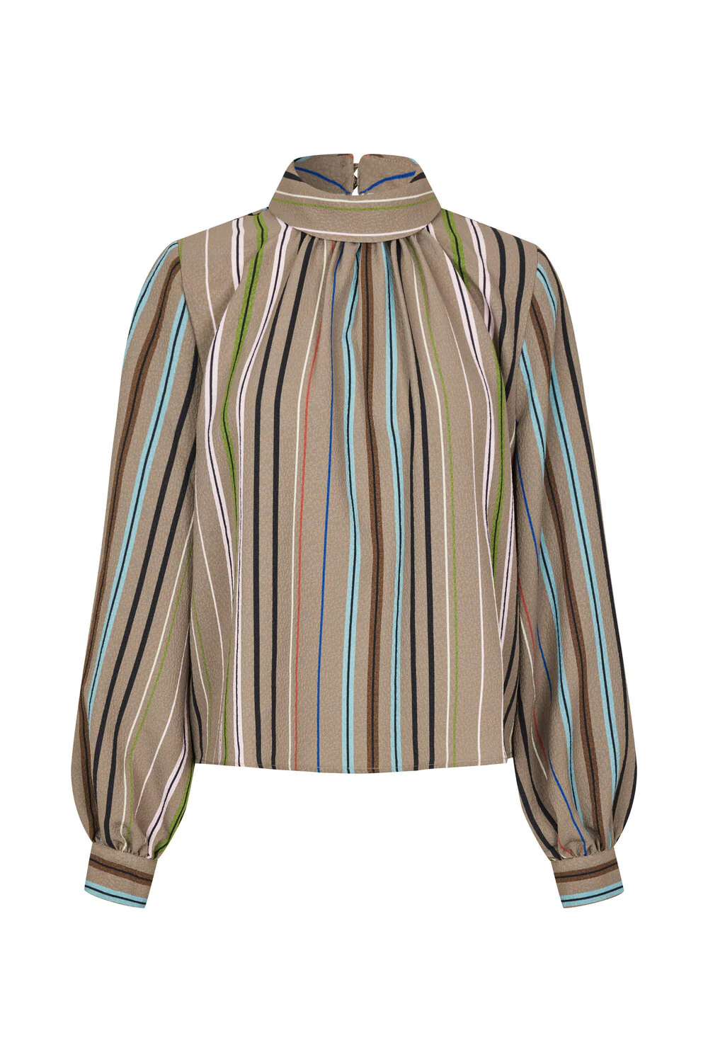 Stine Goya  Gathered langærmet bluse - Multi Stripe