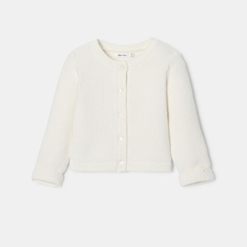 Gilet maille tricot blanc bébé fille Absorba Blanc
