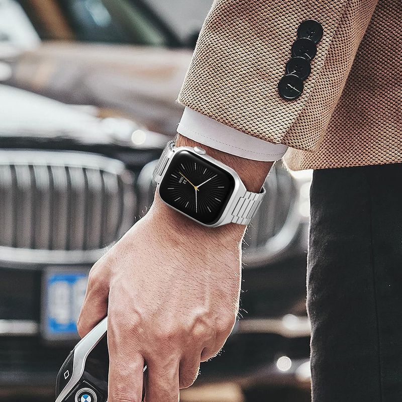 Apple watch Magnetische stalen band - Zeer sterke magneet - Zilver - Geschikt voor Apple Watch 44mm / 45mm / 46mm / 49mm - Apple watch bandje