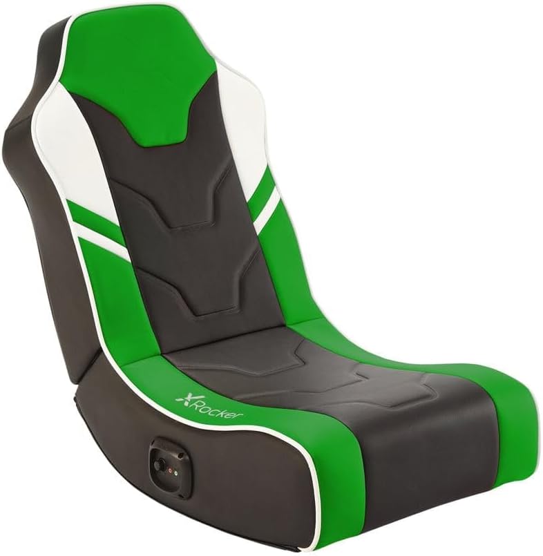 X Rocker Shadow 2.0 Floor Rocker Gaming Kinder Sessel mit 2.0 Audiosystem - Grün/Schwarz/Weiß