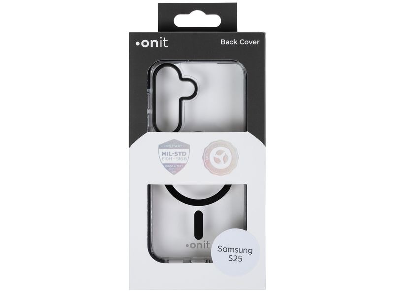onit Back Cover Armorix Galaxy S25 Schwarz transparent MagSafe-kompatible Schutzhülle, fallgeprüft nach MIL-STD-810H