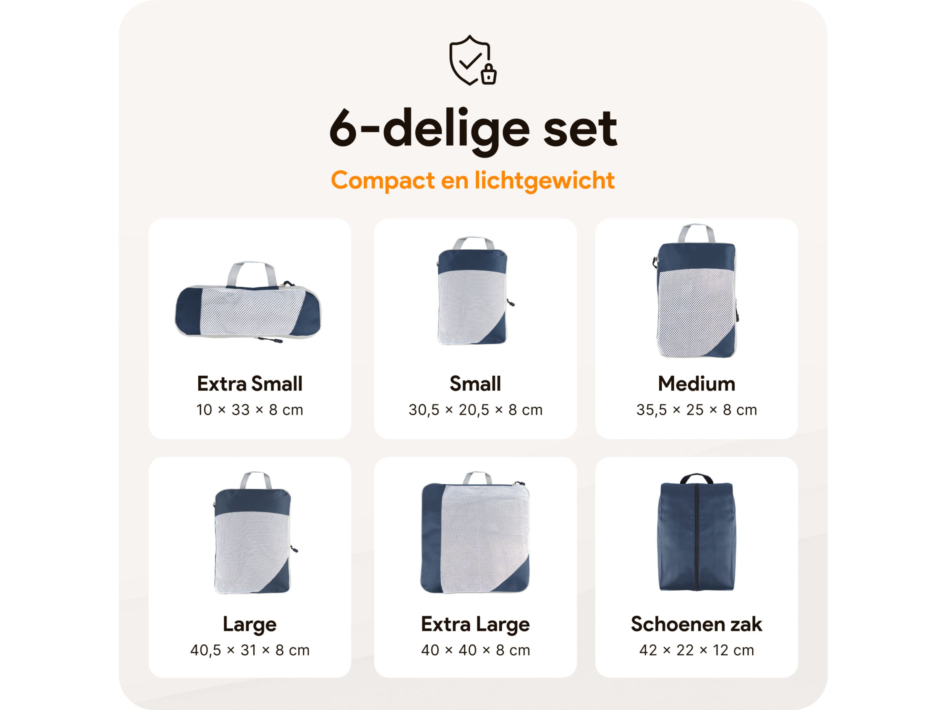 Thousandtravelmiles Blue Packing Cubes - Set van 6