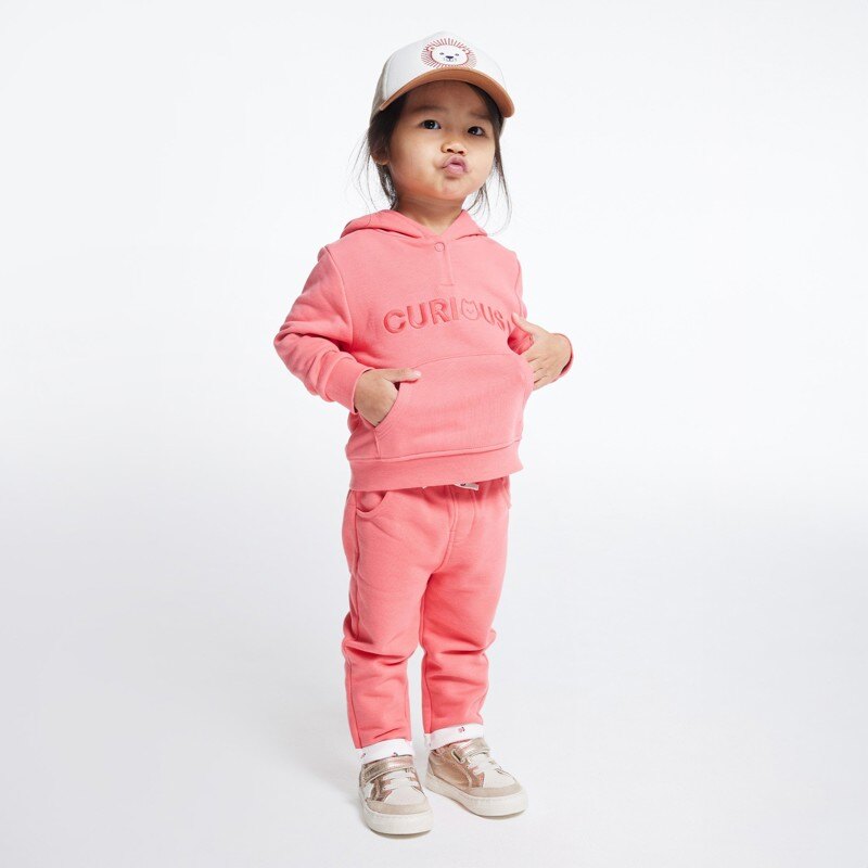 Sweat molleton à capuche brodé rose bébé fille Rose