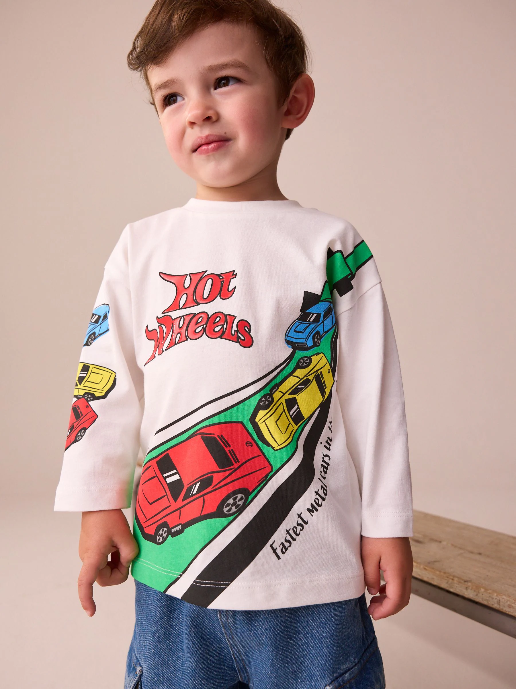 Wit - Hot Wheels T-shirt met lange mouwen (9mnd -8jr)