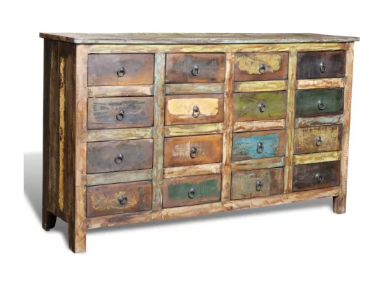 Armoire avec 16 tiroirs en style antique Bois massif recyclé