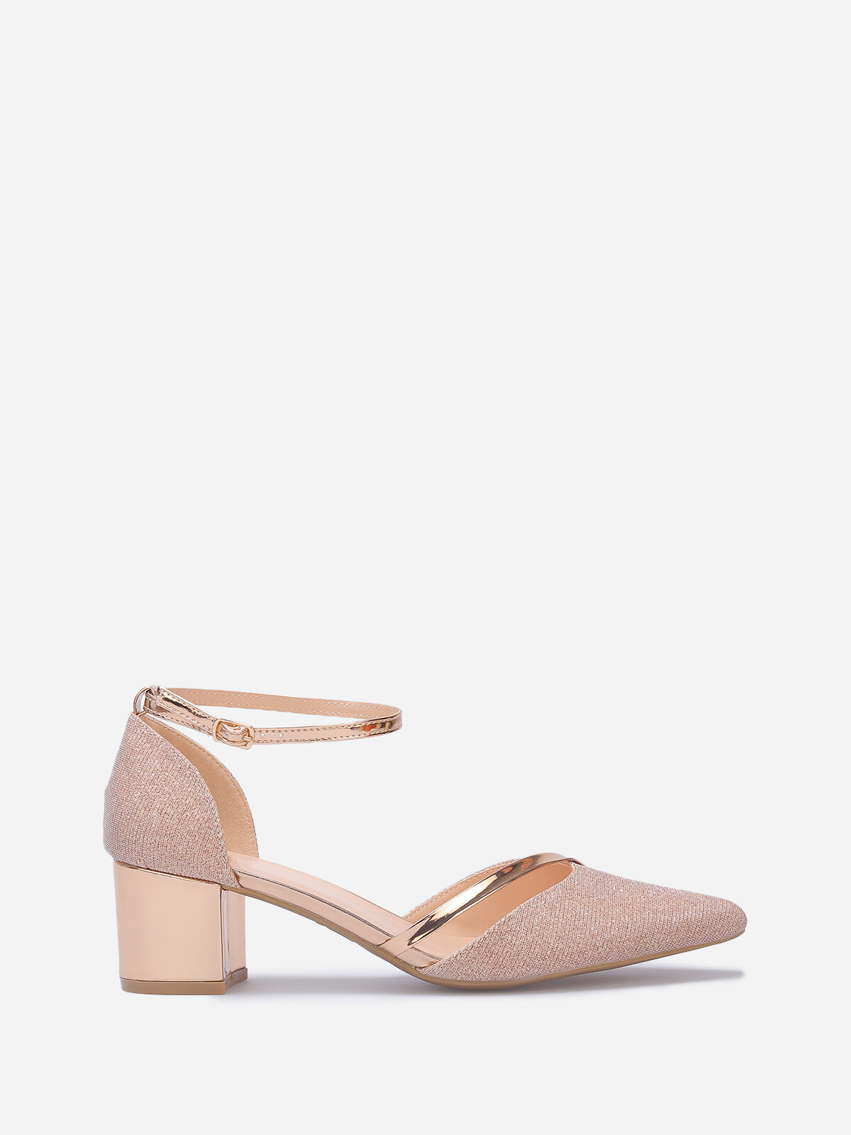 Escarpins pailletés et vernis grandes tailles- Doré rose