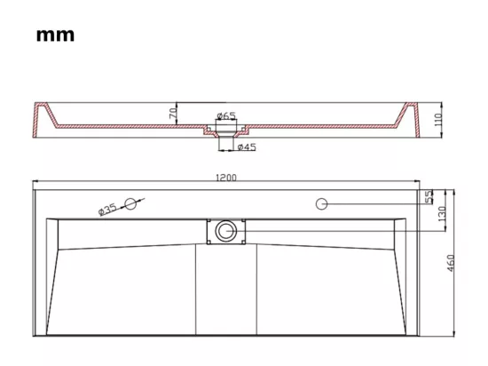 Lavabo salle de bain blanche 120 x 46 x 11 cm 02_0002637