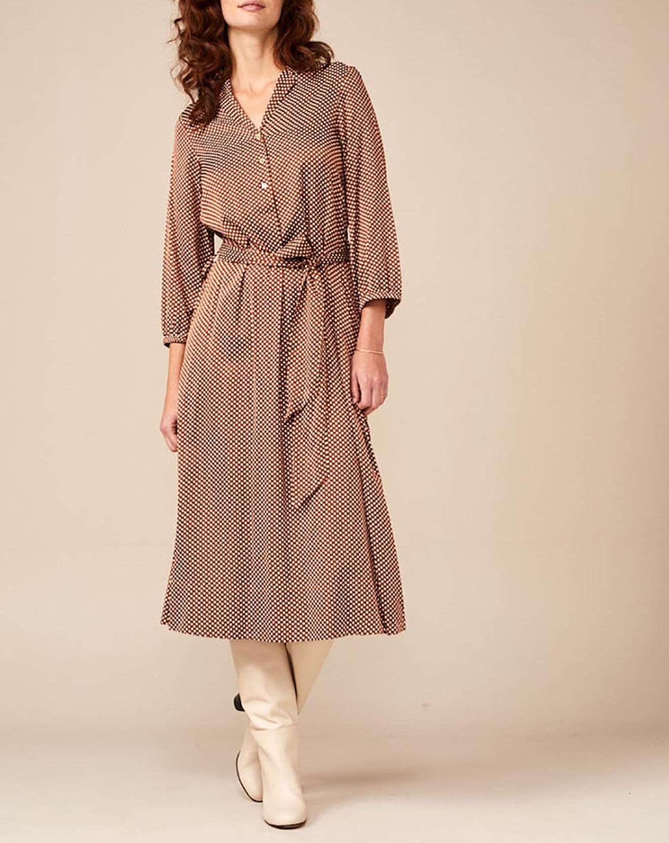 Bellerose Robe Armory à pois marron