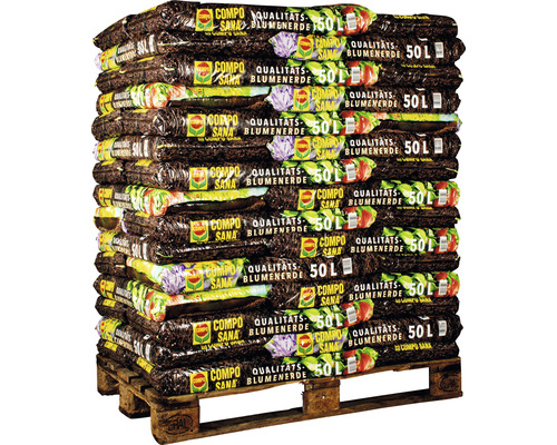 COMPO SANA® Kwaliteitspotgrond 50 L voor alle kamer-, balkon- en tuinplanten (45 zakken x 50 liter = 2,25 m³) 1 pallet