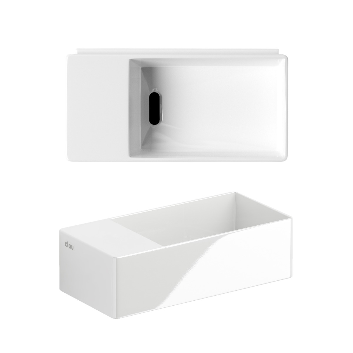 Clou New Flush 3 keramische fontein 35cm zonder kraangat links wit glans