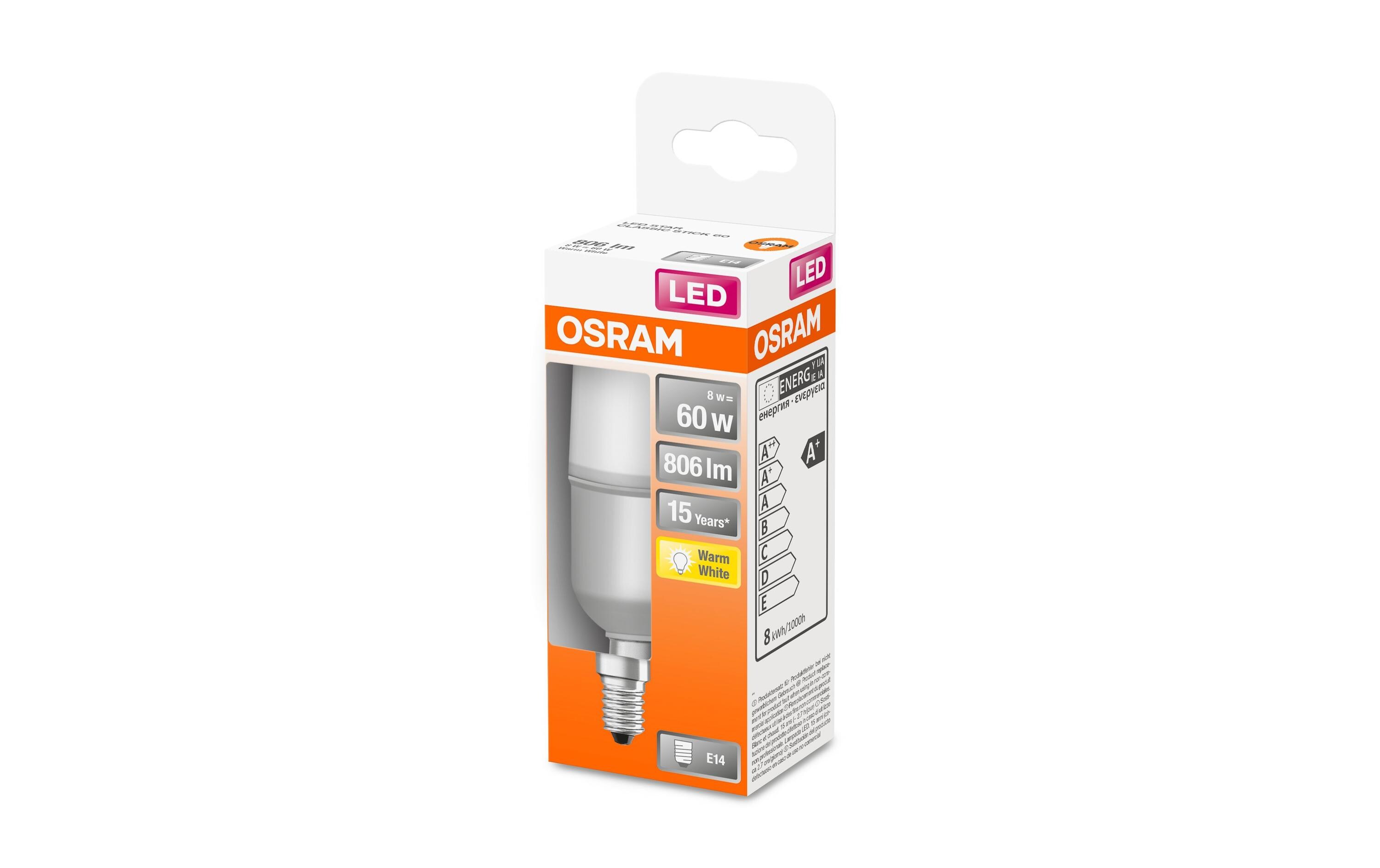 Lampe Star CL Stick, 8W, E14 WarmweissLED-Lampe