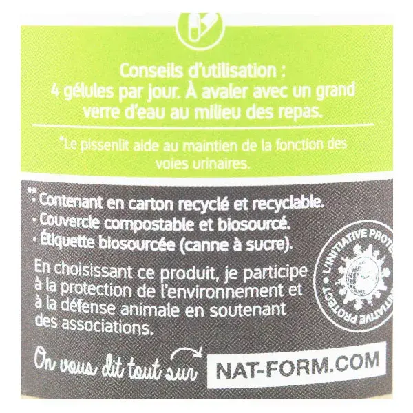 Cápsulas vegetais de dente-de-leão orgânico e ecológico da Nat & Form (200 unidades)