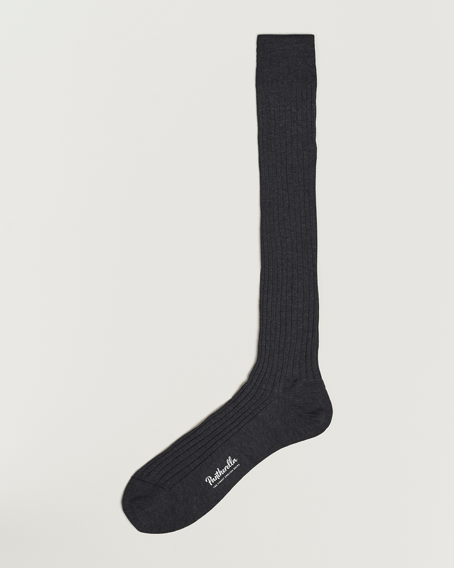 Pantherella Vale Cotton Long Socks Dark Grey