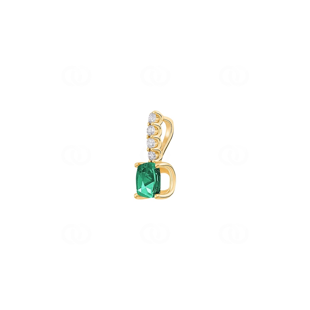 Anhänger 750/18 K Gelbgold mit Smaragd & Diamanten 0.09 ct H/si
