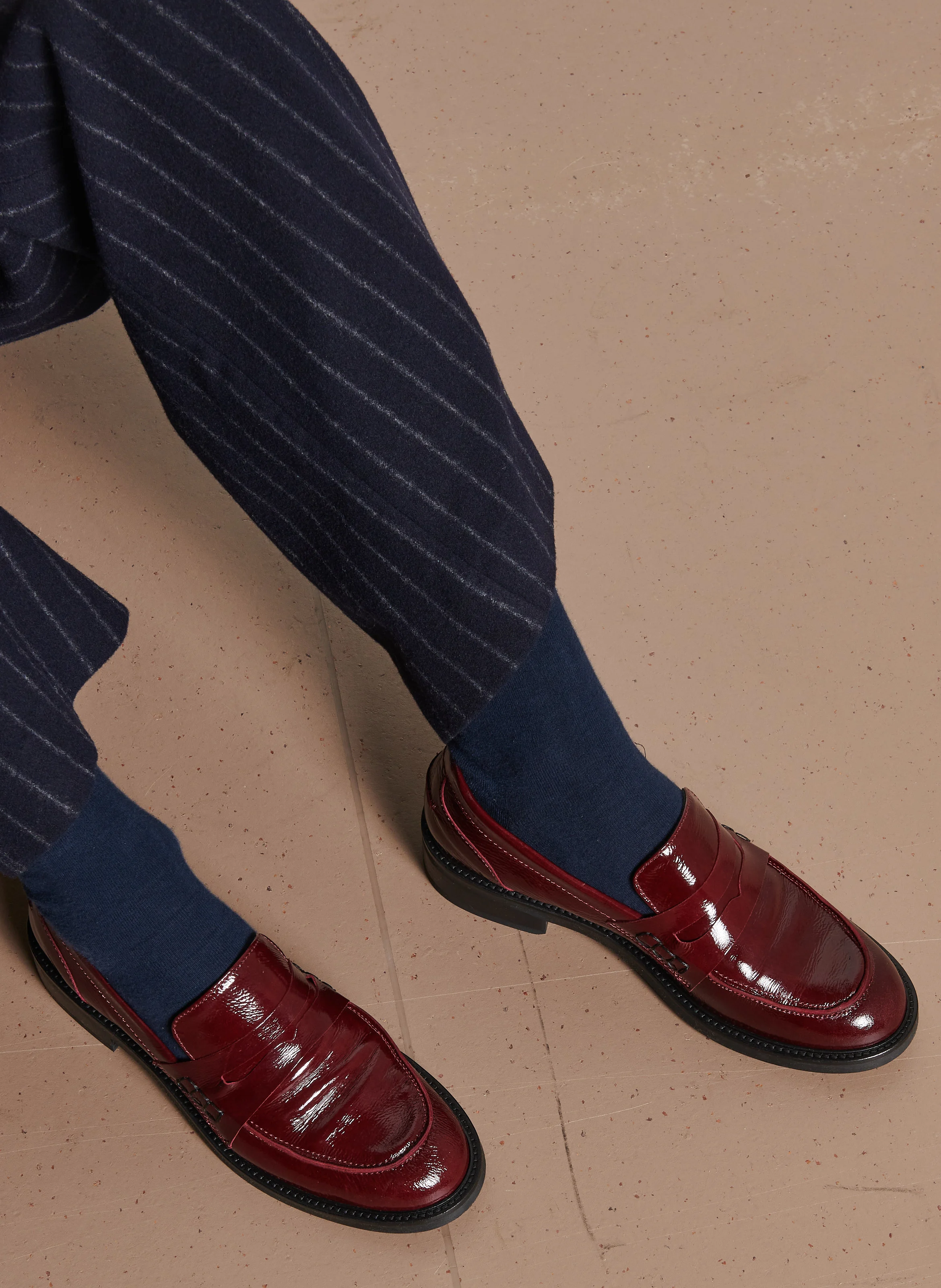 Mocassins en cuir vernis froissé | Violet
