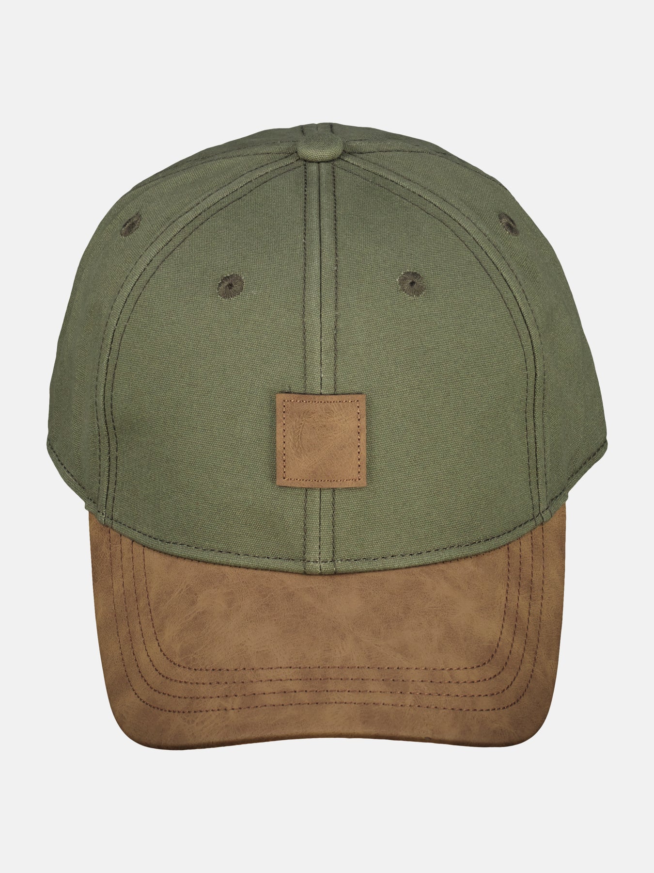 Canvas-Cap mit Kunstlederschirm
