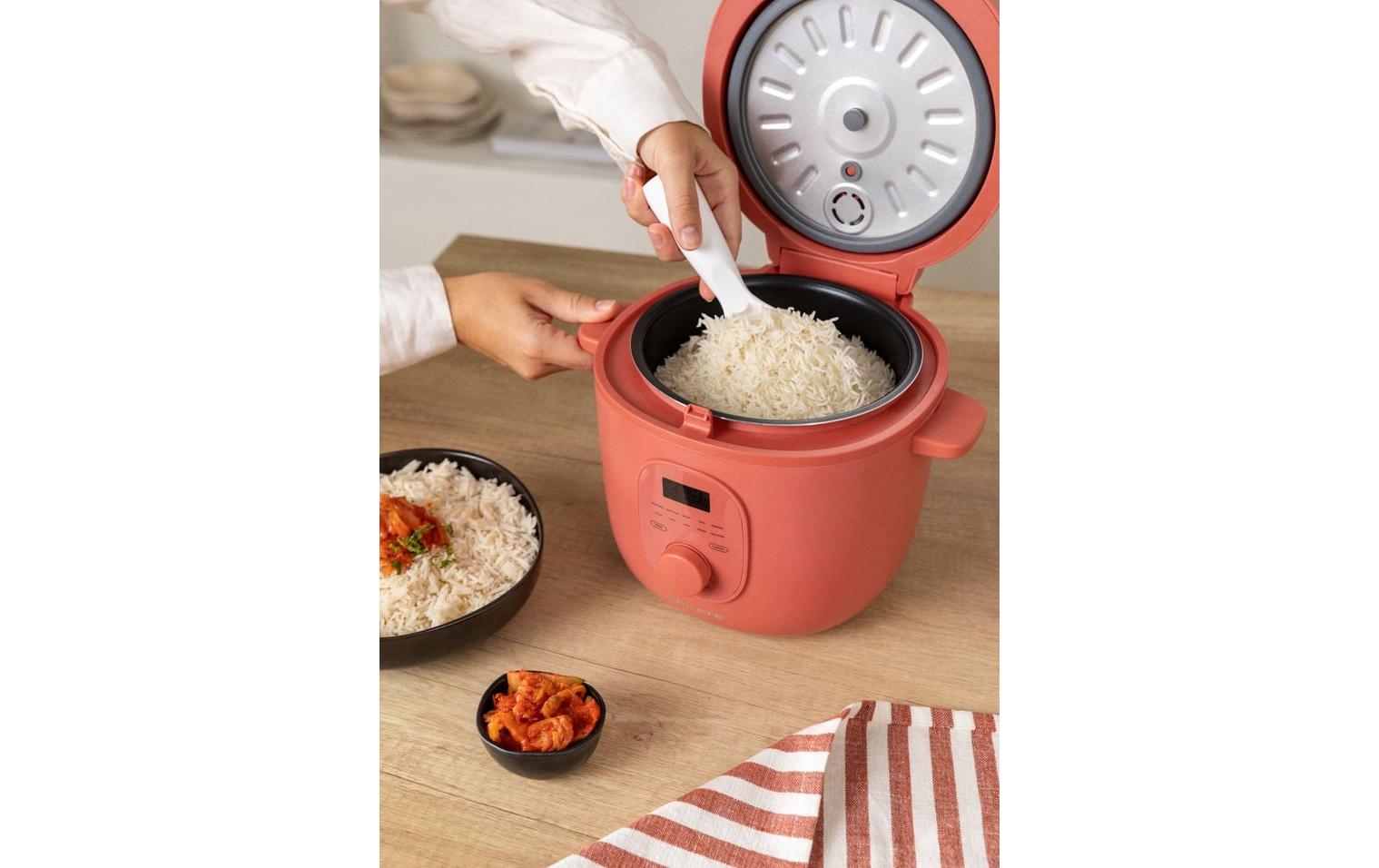 Rice Cooker Studio, Terrakotta 2 lElektrischer Reiskocher mit Dampfkorb und Warmhaltefunktion