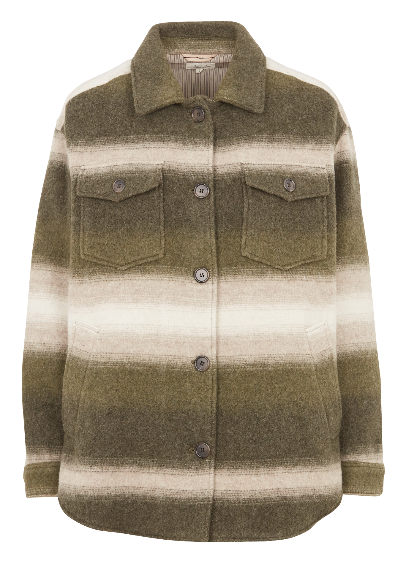 VOLTIGE - Veste surchemise oversize col classique imprimée | Beige