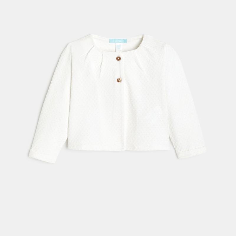 Gilet en maille effet pois blanc bébé fille Blanc